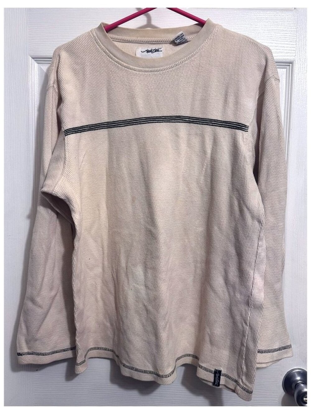 Point Zero Women's Pullover Long Sleeve Shirt Top Cream Tan Color Size M